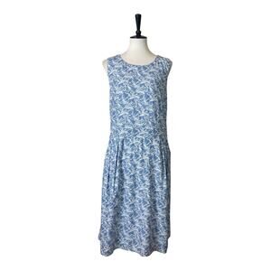 Christopher & Banks New Dress Sleeveless A-line Blue Cream Floral Women’s Size M